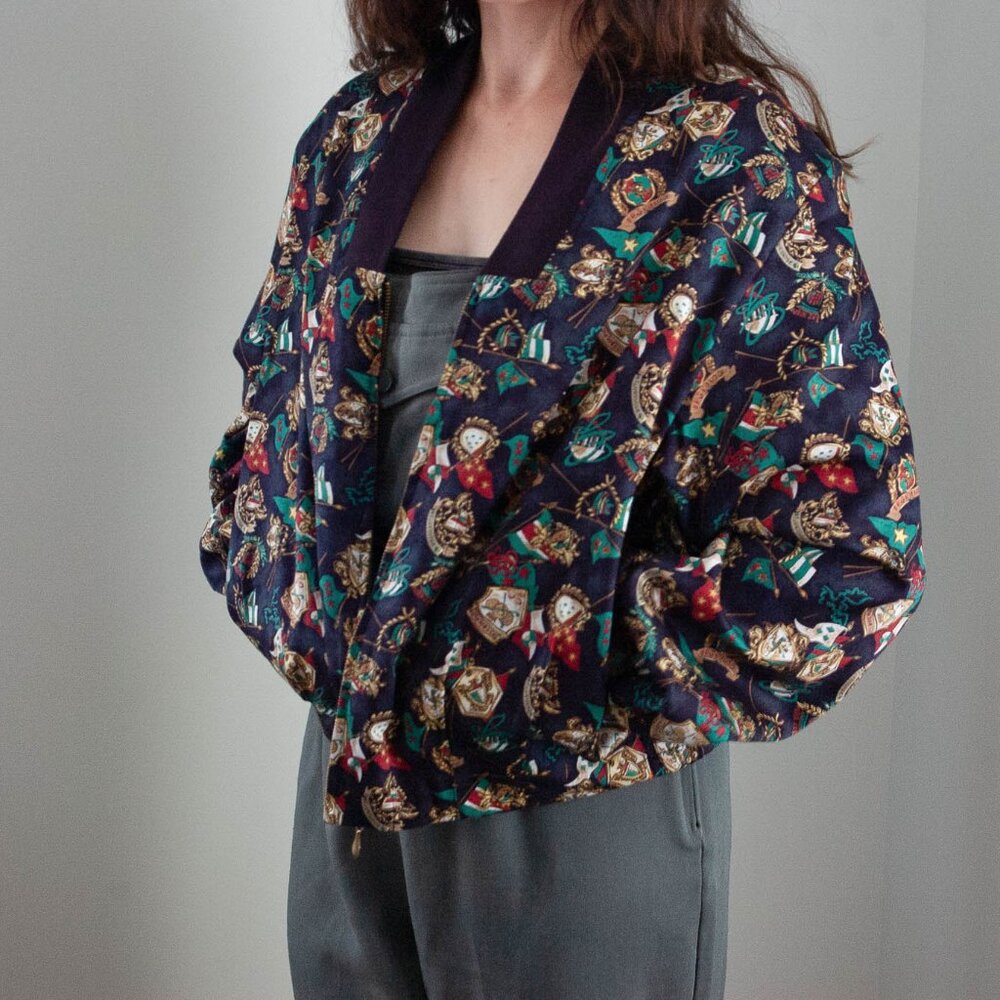 Vintage 90s Haley crest pattern bomber jacket new with tags